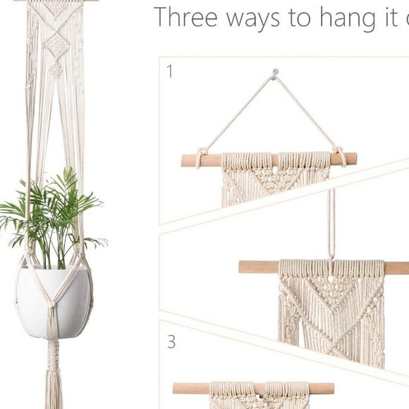 Set of 3 Boho Macrame Hanging Planters Home Decor - Picture 8 of 8